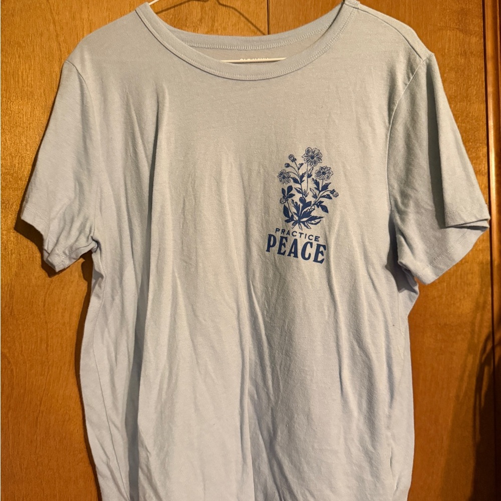 Old Navy Light Blue 'Practice Peace' Tee